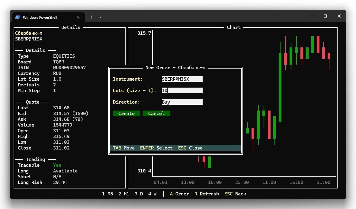 Окно новой заявки
